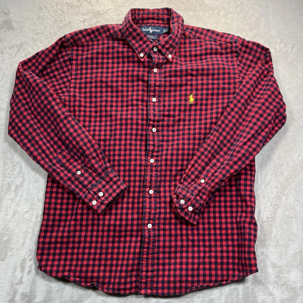 Ralph Lauren Shirt Mens Blake XL Red Flannel Check Pony Logo Button Down